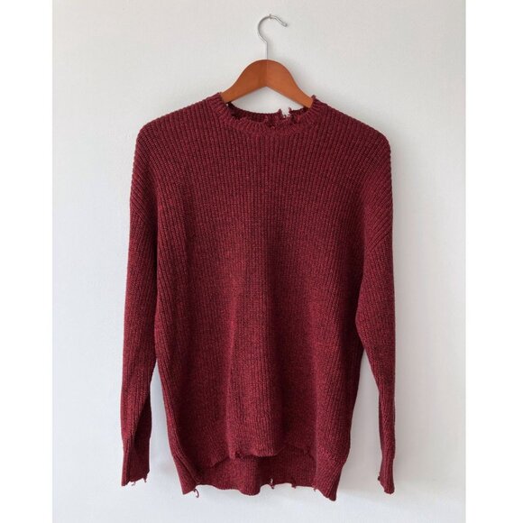 Pistola Eva Distressed Cotton Crew Neck Pullover Sweater Cherry Black Marl Sz S - Picture 2 of 6